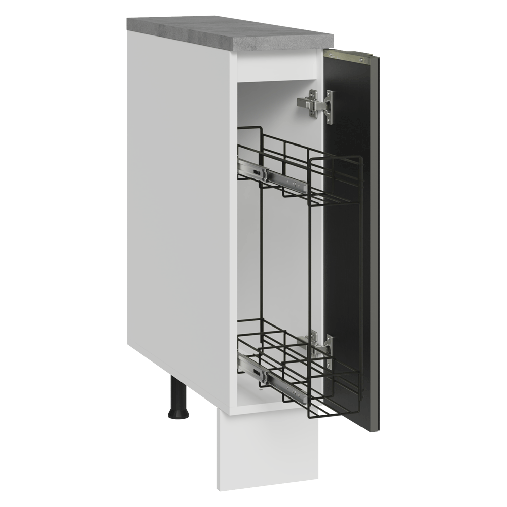 Balcão Porta-Temperos 20 x 60 cm 1 Porta (Com Tampo) Branco/Preto Lux Madesa