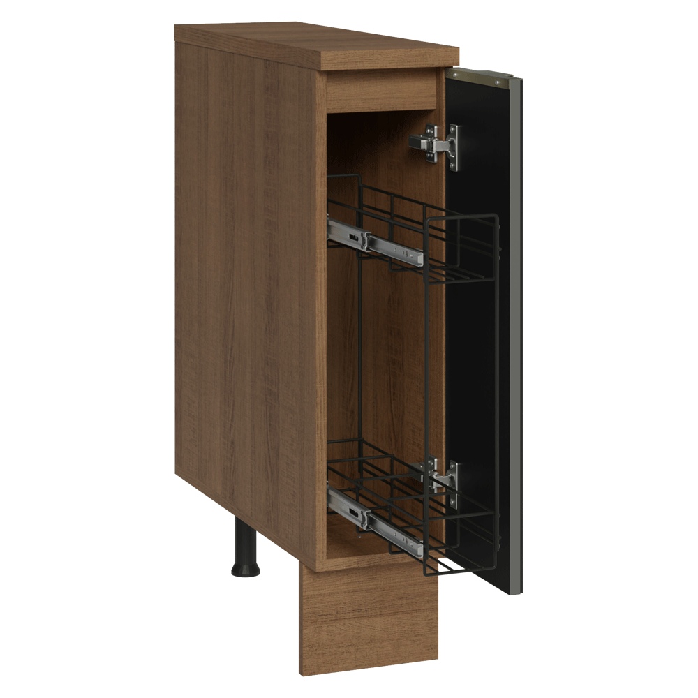 Balcão Porta-Temperos 20 x 60 cm 1 Porta (Com Tampo) Rustic/Preto Lux Madesa