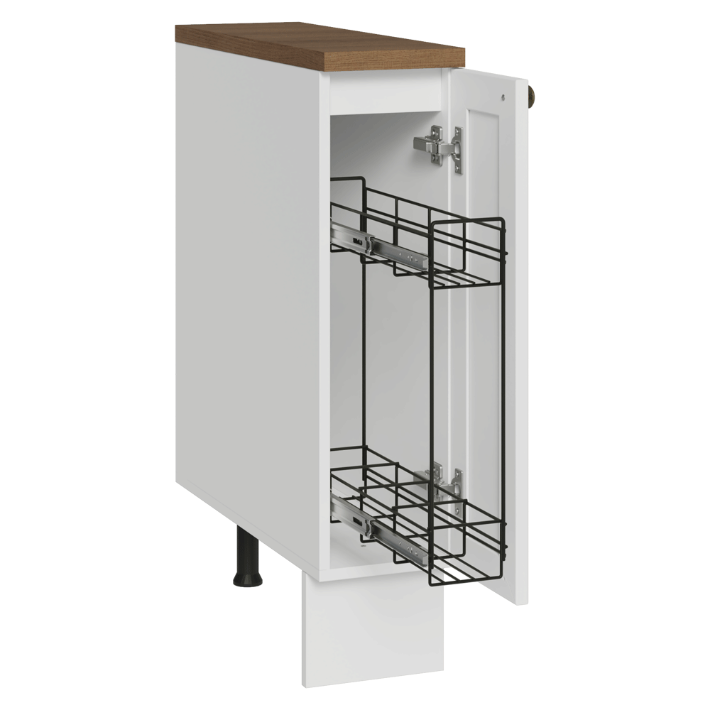 Balcão Porta-Temperos 20x60 cm 1 Porta (Com Tampo) Branco/Rustic Vik Madesa
