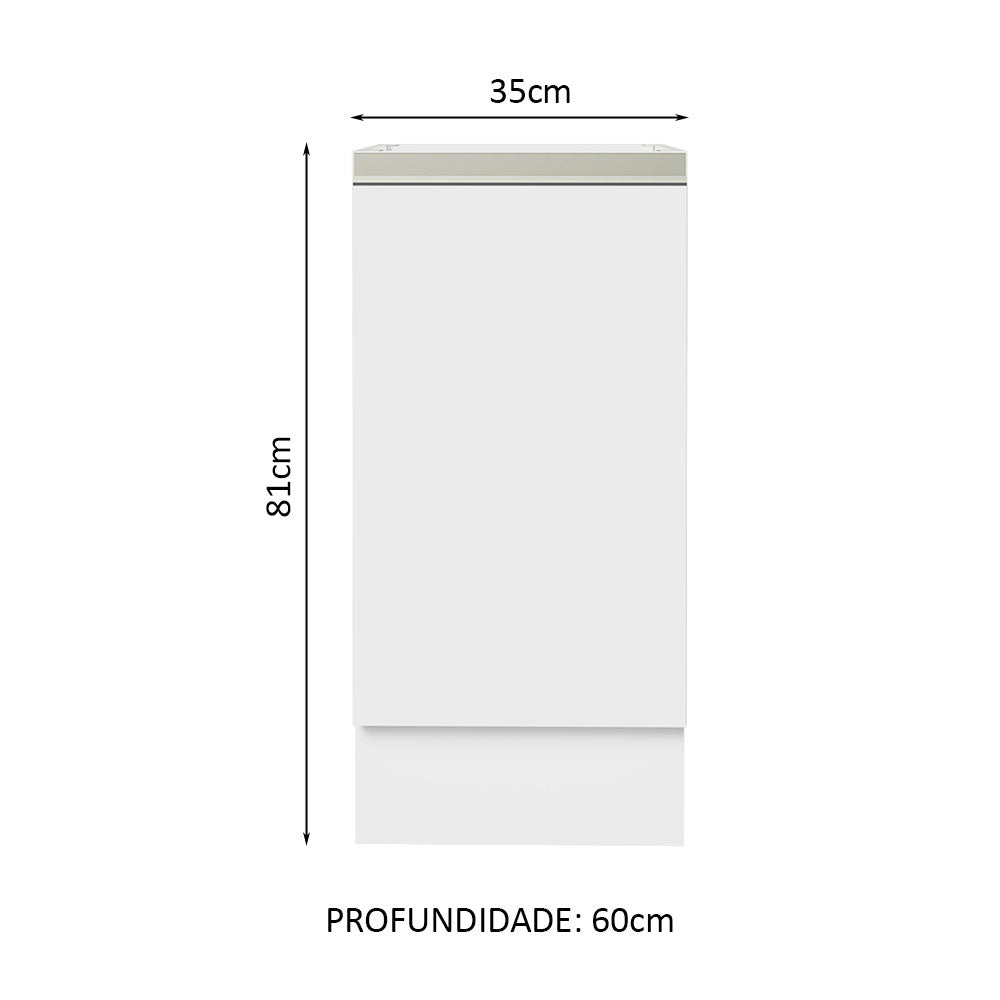 Balcão Cozinha 35 x 60 cm 1 Porta (Sem Tampo) Branco Glamy Madesa