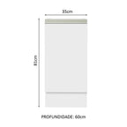 Balcão Cozinha 35 x 60 cm 1 Porta (Sem Tampo) Branco Glamy Madesa