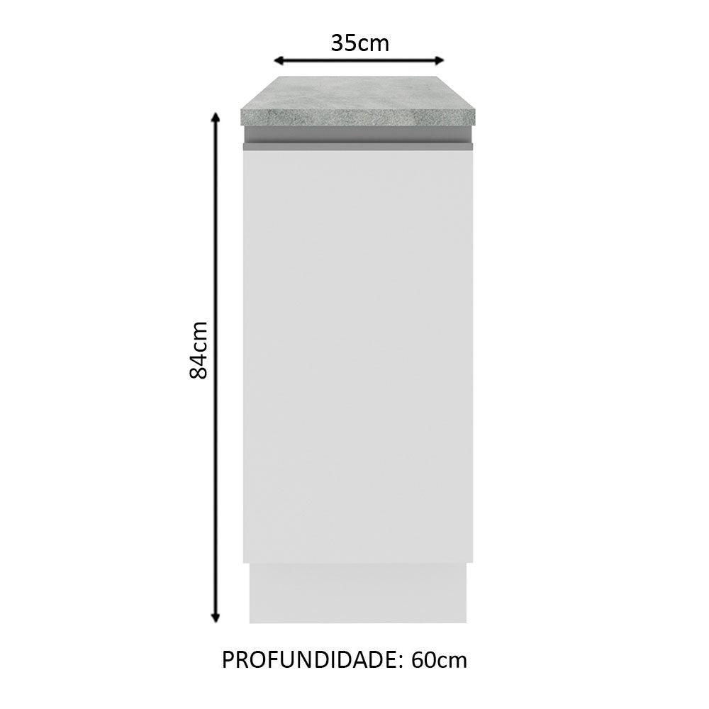 Balcão Madesa Glamy 35 x 60 cm 1 Porta (Com Tampo) Branco