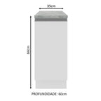 Balcão Madesa Glamy 35 x 60 cm 1 Porta (Com Tampo) Branco