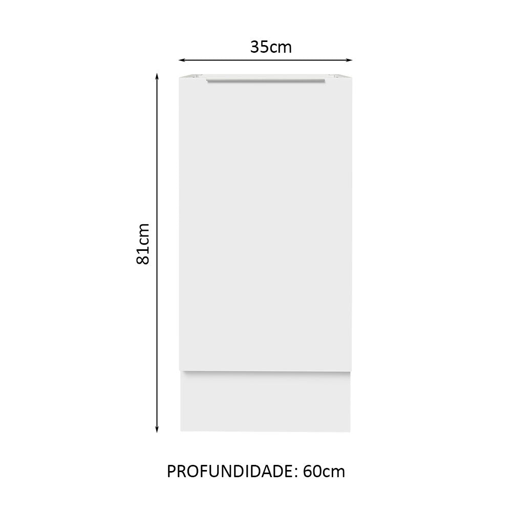 Balcão Cozinha 35 x 60 cm 1 Porta (Sem Tampo) Branco Stella Madesa