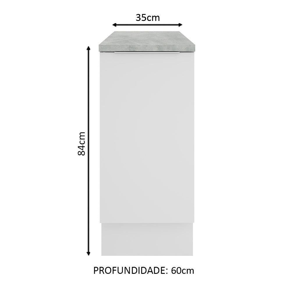 Balcão Madesa Stella 35 x 60 cm 1 Porta (Com Tampo) Branco