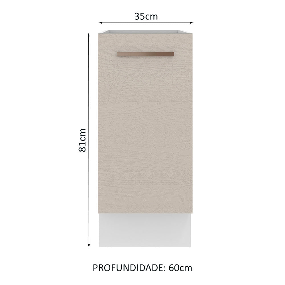 Balcão 35 x 60 cm 1 Porta (Sem Tampo) Branco/Crema Agata Madesa