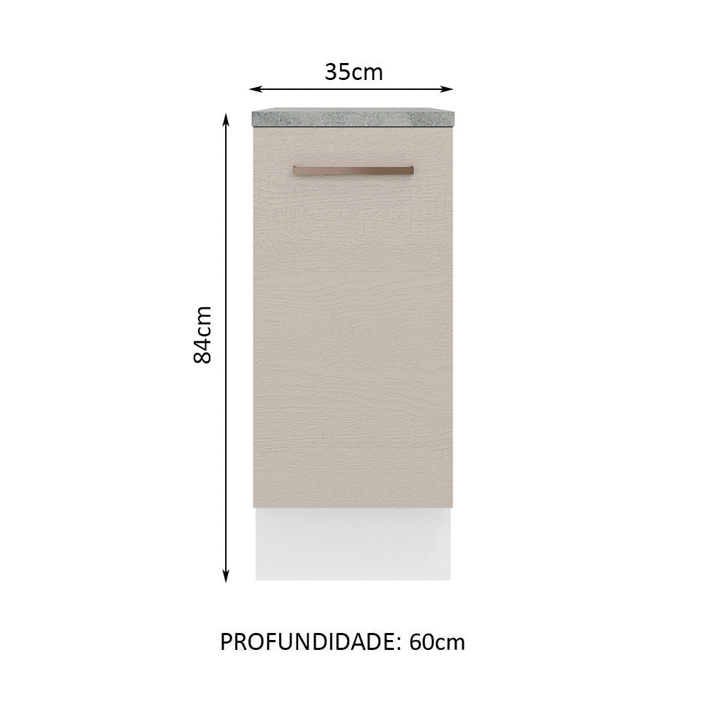 Balcão 35 x 60 cm 1 Porta (Com Tampo) Branco/Crema Agata Madesa