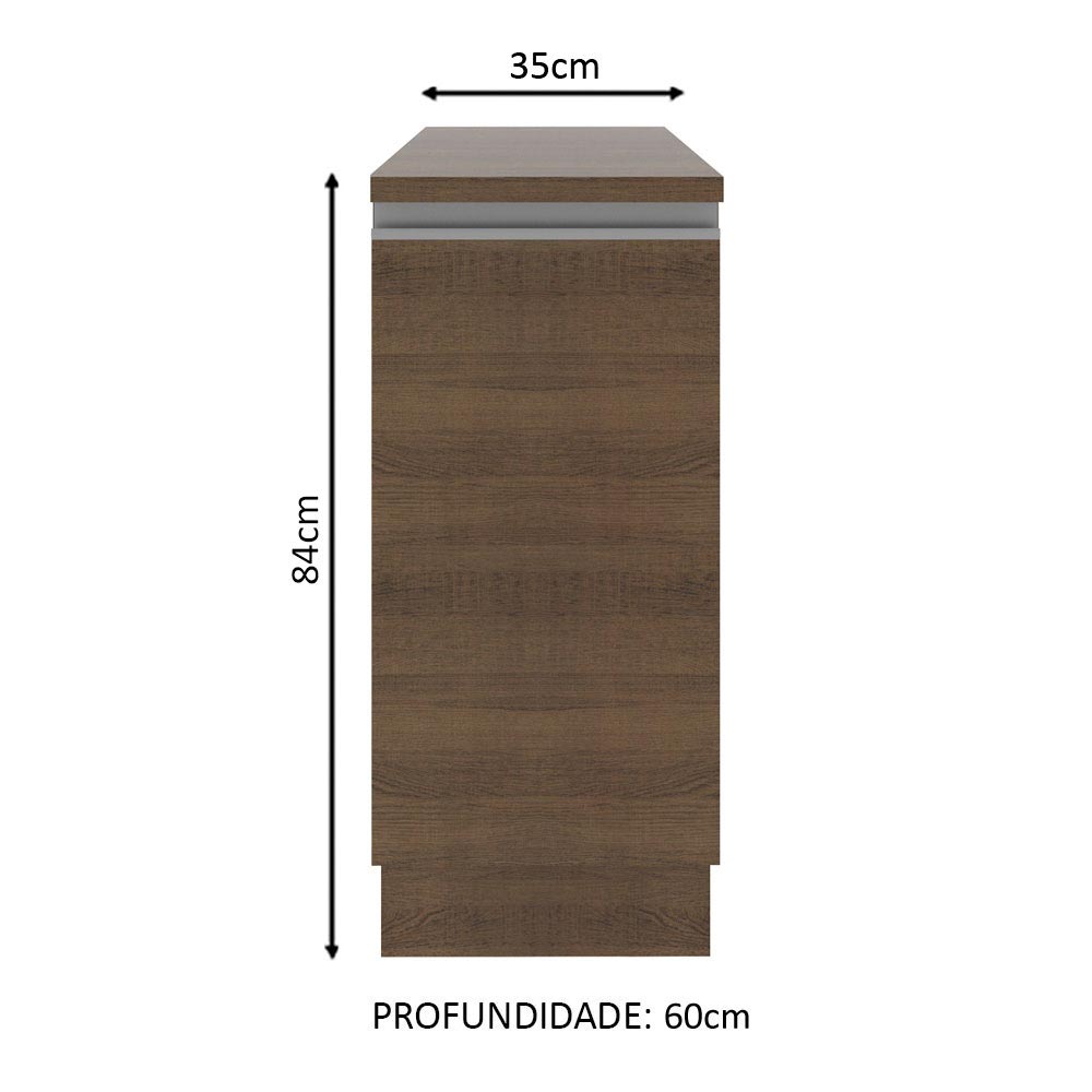 Balcão Madesa Glamy 35 x 60 cm 1 Porta (Com Tampo) Rustic