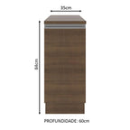 Balcão Madesa Glamy 35 x 60 cm 1 Porta (Com Tampo) Rustic