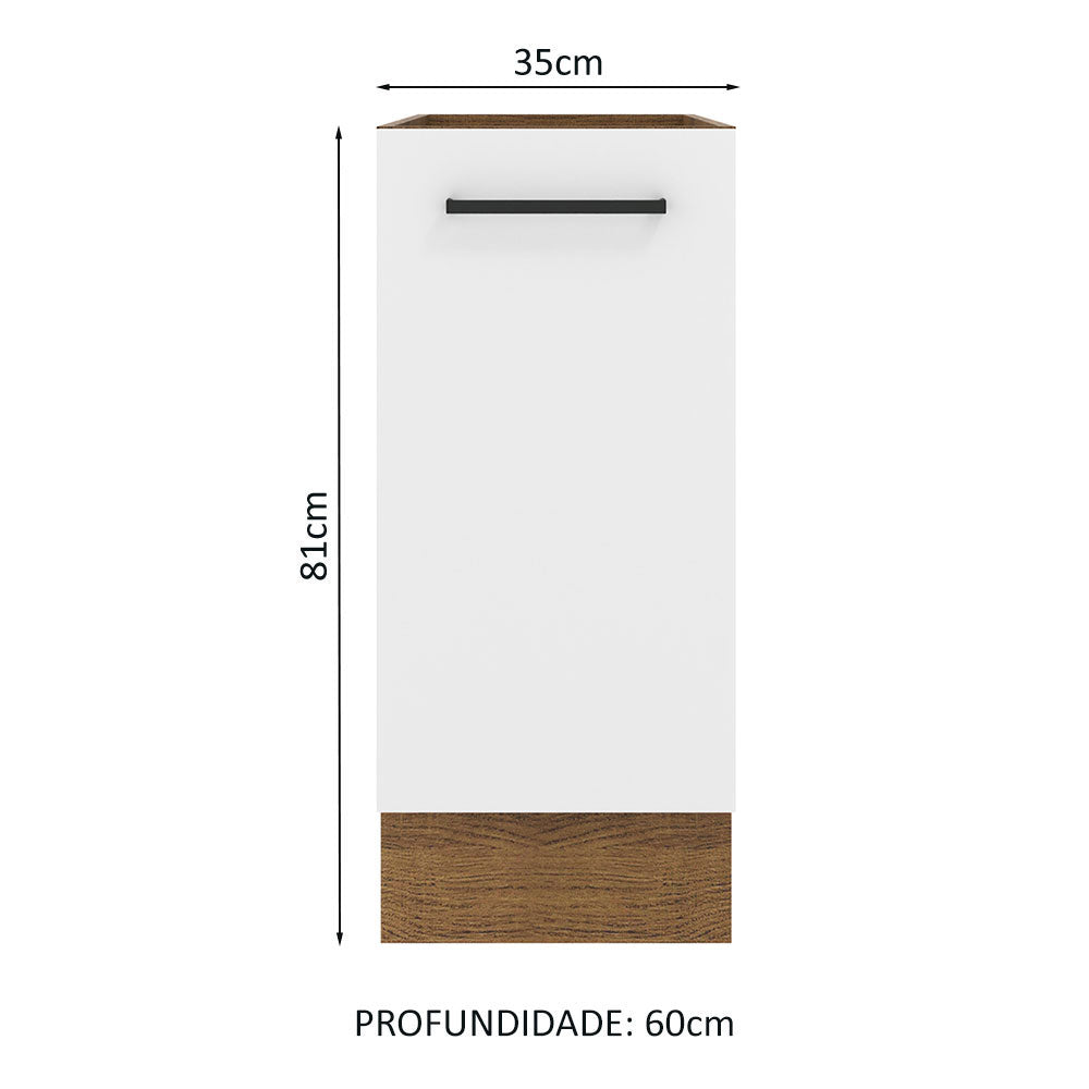 Balcão Madesa Agata 35 x 60 cm 1 Porta (Sem Tampo) Rustic/Branco