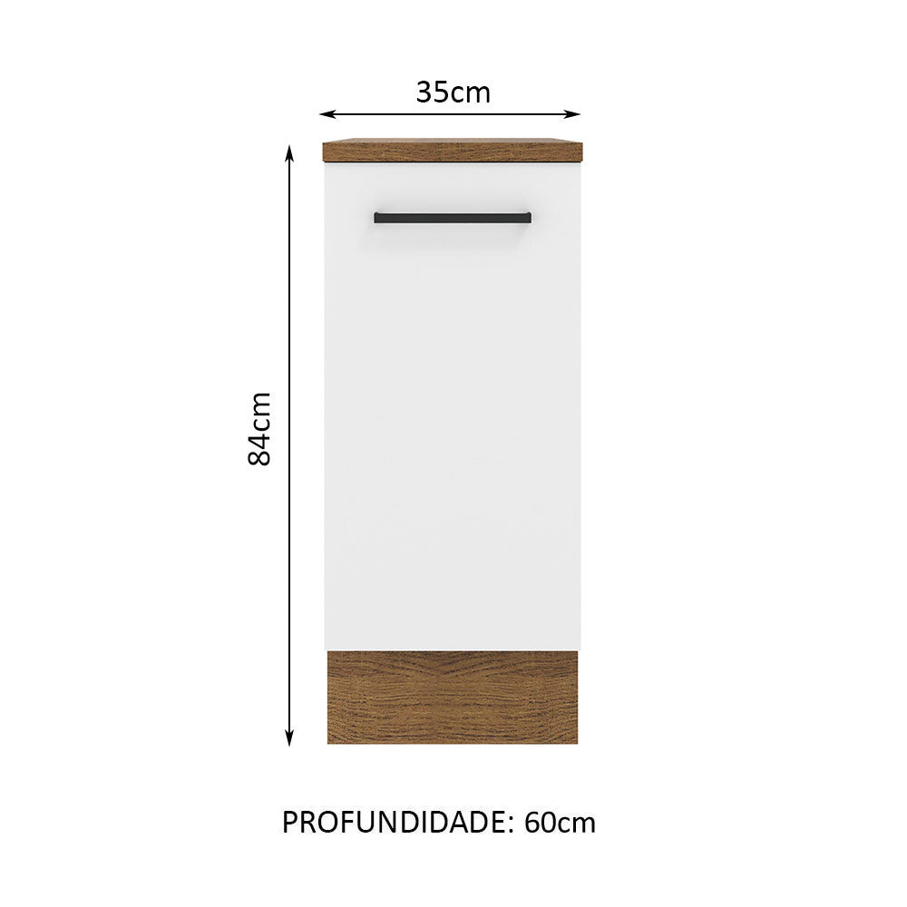 Balcão Madesa Agata 35 x 60 cm 1 Porta (Com Tampo) Rustic/Branco