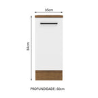 Balcão Madesa Agata 35 x 60 cm 1 Porta (Com Tampo) Rustic/Branco