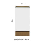Balcão Cozinha 35 x 60 cm 1 Porta (Sem Tampo) Rustic/Branco Glamy Madesa