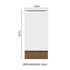 Balcão Cozinha 35 x 60 cm 1 Porta (Sem Tampo) Rustic/Branco Stella Madesa