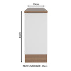 Balcão Madesa Stella 35 x 60 cm 1 Porta (Com Tampo) Rustic/Branco