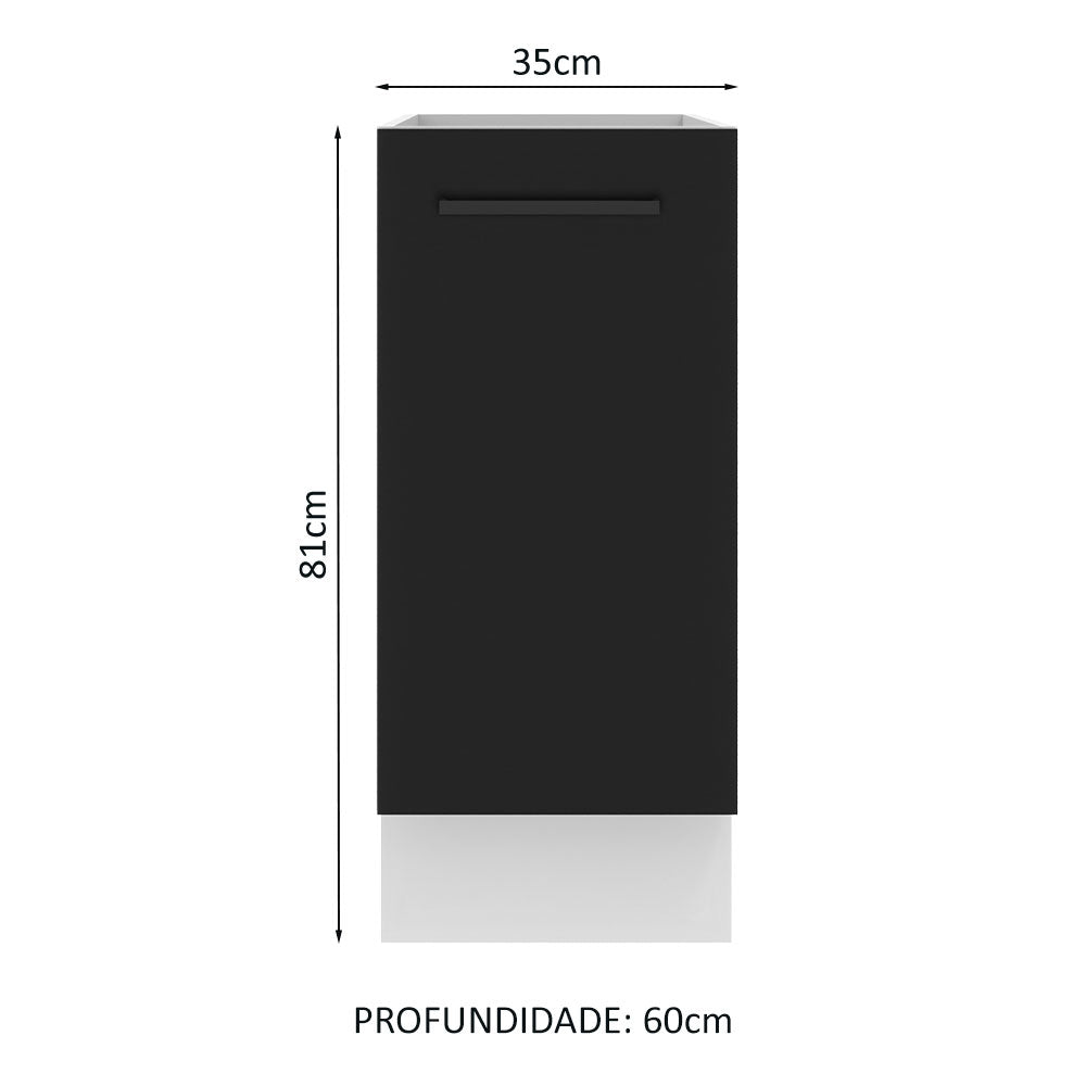 Balcão Madesa Agata 35 x 60 cm 1 Porta (Sem Tampo) Branco/Preto