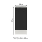 Balcão Madesa Agata 35 x 60 cm 1 Porta (Com Tampo) Branco/Preto