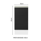 Balcão Cozinha 35 x 60 cm 1 Porta (Sem Tampo) Branco/Preto Glamy Madesa