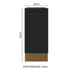 Balcão Madesa Agata 35 x 60 cm 1 Porta (Sem Tampo) Rustic/Preto