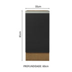 Balcão Cozinha 35 x 60 cm 1 Porta (Sem Tampo) Rustic/Preto Glamy Madesa