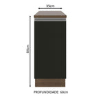 Balcão Madesa Glamy 35 x 60 cm 1 Porta (Com Tampo) Rustic/Preto