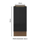 Balcão Madesa Lux 35 cm 1 Porta (Sem Tampo) Rustic/Preto