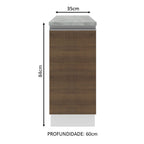 Balcão Madesa Glamy 35 x 60 cm 1 Porta (Com Tampo) Branco/Rustic