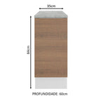 Balcão Madesa Stella 35 x 60 cm 1 Porta (Com Tampo) Branco/Rustic
