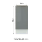 Balcão Madesa Lux 35 cm 1 Porta (Sem Tampo) Branco/Cinza