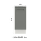 Balcão Madesa Agata 35 x 60 cm 1 Porta (Com Tampo) Branco/Cinza