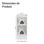 Balcão de Cozinha 35 x 60 cm 1 Porta (Sem Tampo) Branco/Cinza Vik Madesa