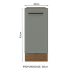 Balcão Madesa Agata 35 x 60 cm 1 Porta (Sem Tampo) Rustic/Cinza