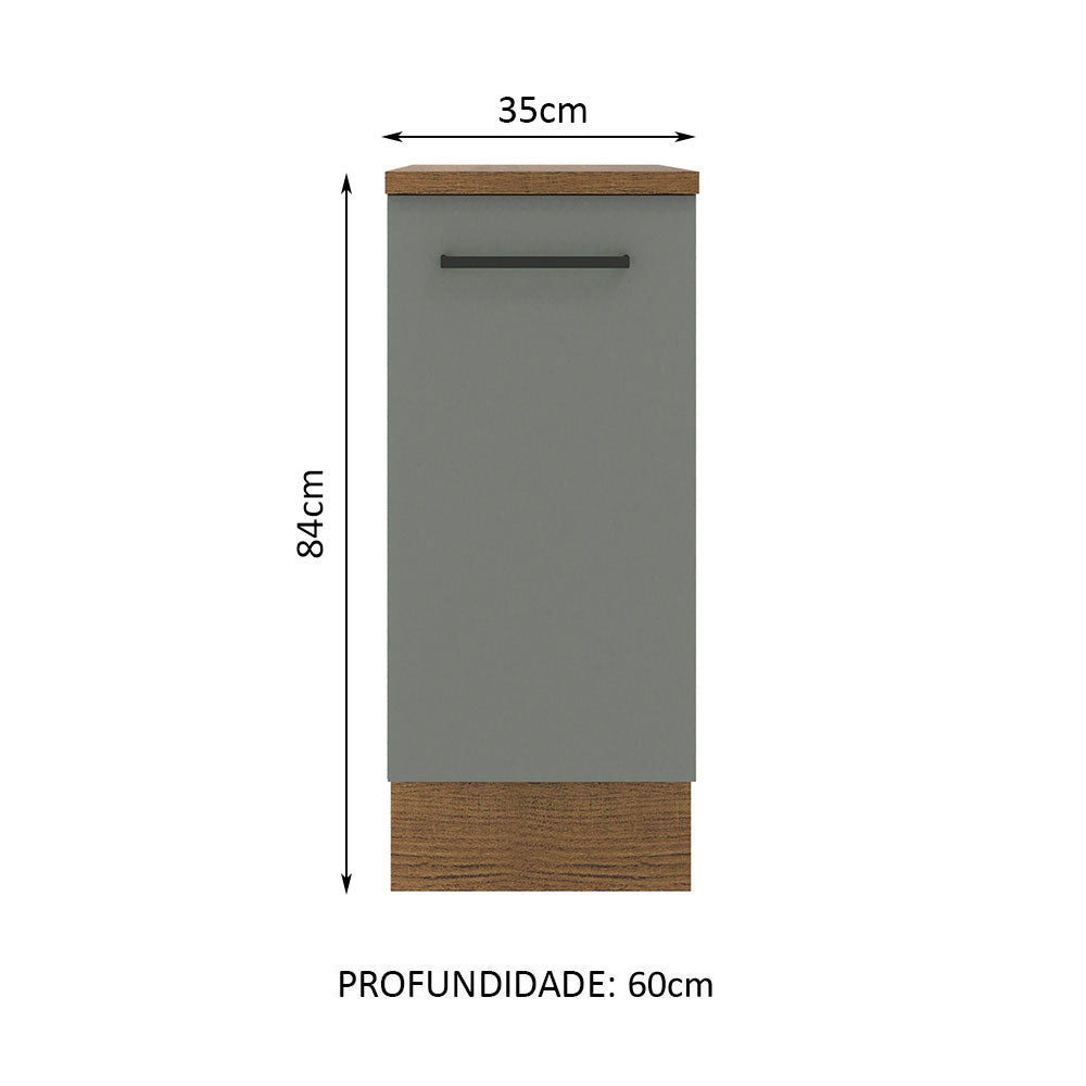 Balcão Madesa Agata 35 x 60 cm 1 Porta (Com Tampo) Rustic/Cinza