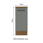 Balcão Madesa Agata 35 x 60 cm 1 Porta (Com Tampo) Rustic/Cinza