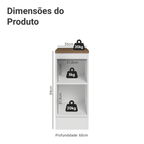 Balcão de Cozinha 35 x 60 cm 1 Porta Branco Tampo Rustic Agata Madesa