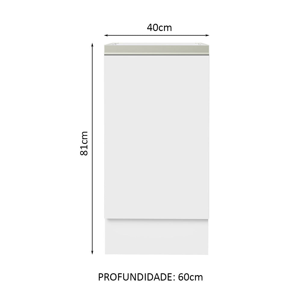 Balcão Cozinha 40 x 60 cm 1 Porta (Sem Tampo) Branco Glamy Madesa