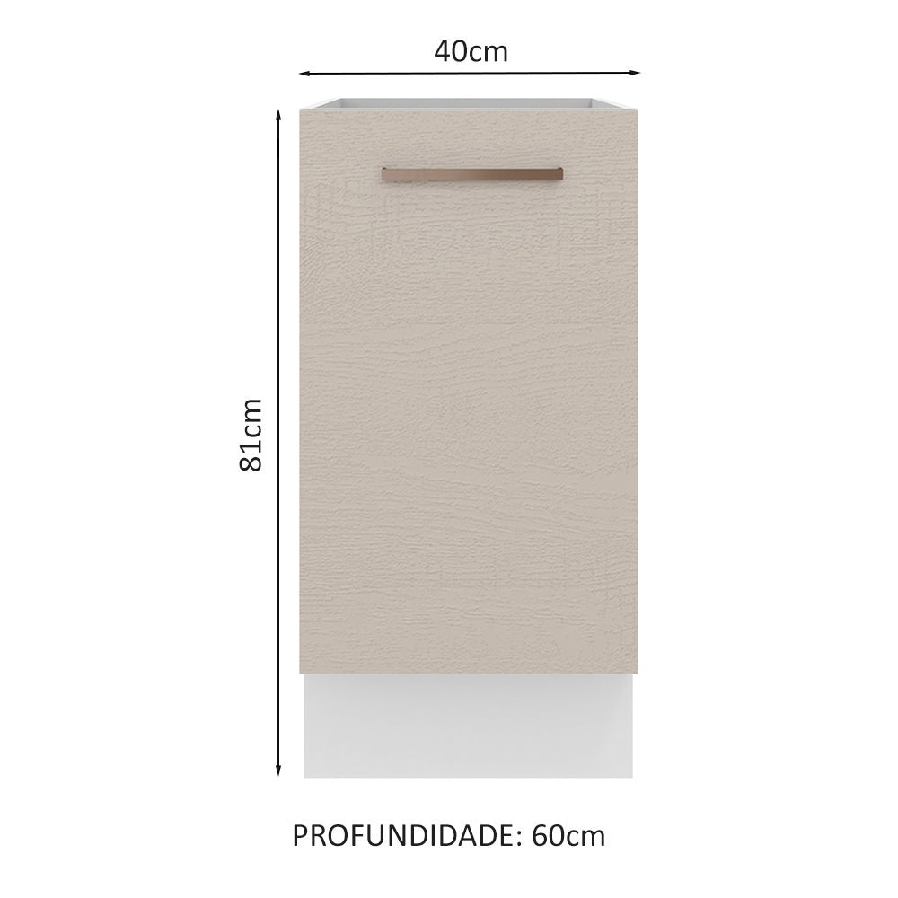 Balcão 40 x 60 cm 1 Porta (Sem Tampo) Branco/Crema Agata Madesa