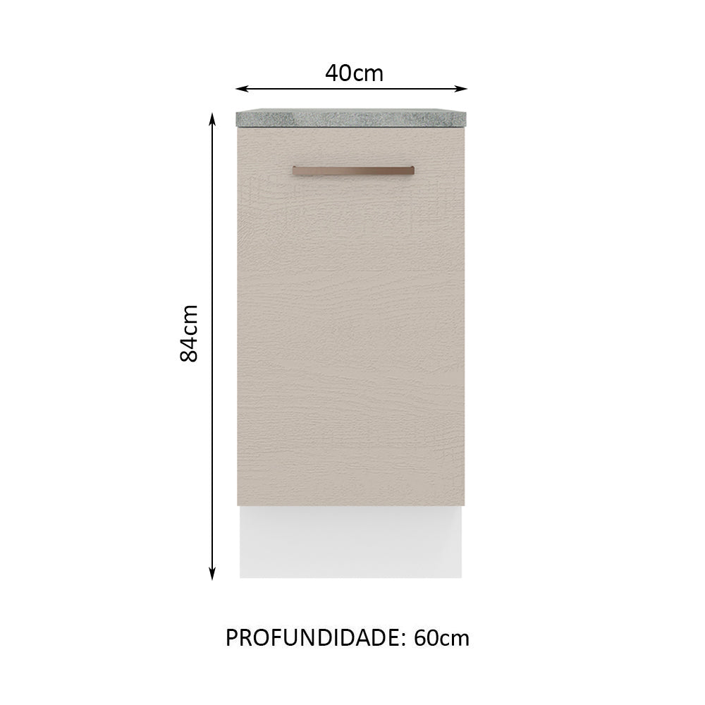 Balcão 40 x 60 cm 1 Porta (Com Tampo) Branco/Crema Agata Madesa