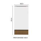 Balcão Cozinha 40 x 60 cm 1 Porta (Sem Tampo) Rustic/Branco Stella Madesa