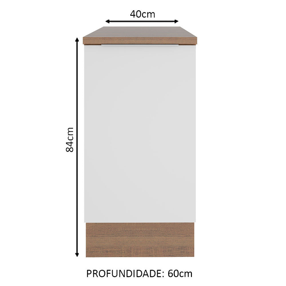 Balcão Madesa Stella 40 x 60 cm 1 Porta (Com Tampo) Rustic/Branco