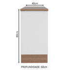 Balcão Madesa Stella 40 x 60 cm 1 Porta (Com Tampo) Rustic/Branco
