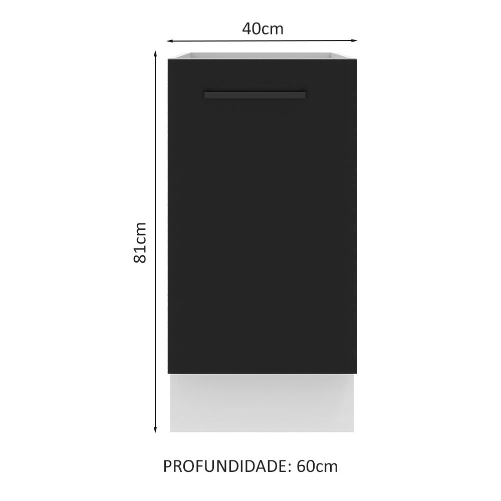 Balcão Madesa Agata 40 x 60 cm 1 Porta (Sem Tampo) Branco/Preto
