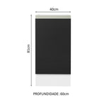 Balcão Cozinha 40 x 60 cm 1 Porta (Sem Tampo) Branco/Preto Glamy Madesa