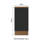 Balcão Madesa Agata 40 x 60 cm 1 Porta (Com Tampo) Rustic/Preto