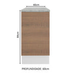 Balcão Madesa Stella 40 x 60 cm 1 Porta (Com Tampo) Branco/Rustic