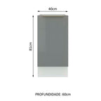 Balcão Madesa Lux 40 cm 1 Porta (Sem Tampo) Branco/Cinza