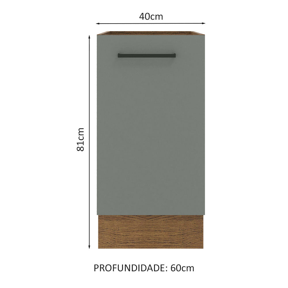 Balcão Madesa Agata 40 x 60 cm 1 Porta (Sem Tampo) Rustic/Cinza
