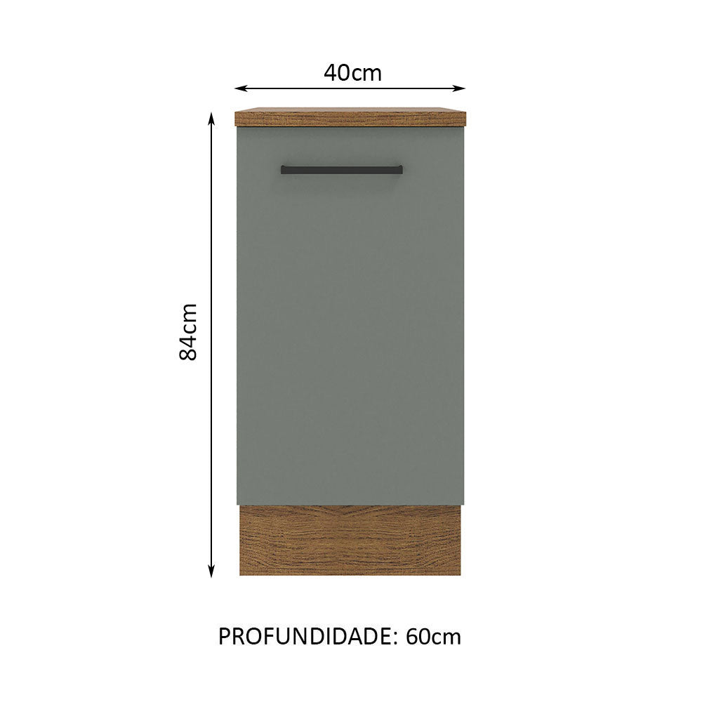 Balcão Madesa Agata 40 x 60 cm 1 Porta (Com Tampo) Rustic/Cinza