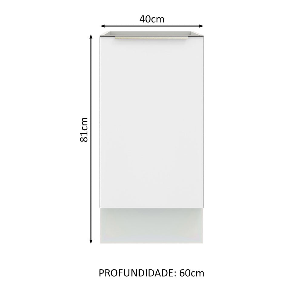 Balcão de Cozinha 40 x 60 cm 1 Porta (Sem Tampo) Branco/Branco Veludo Lux Madesa