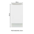 Balcão de Cozinha 40 x 60 cm 1 Porta (Sem Tampo) Branco/Branco Veludo Lux Madesa